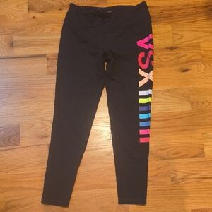 Victoria's Secret Black Leggings with Colorful Side Print